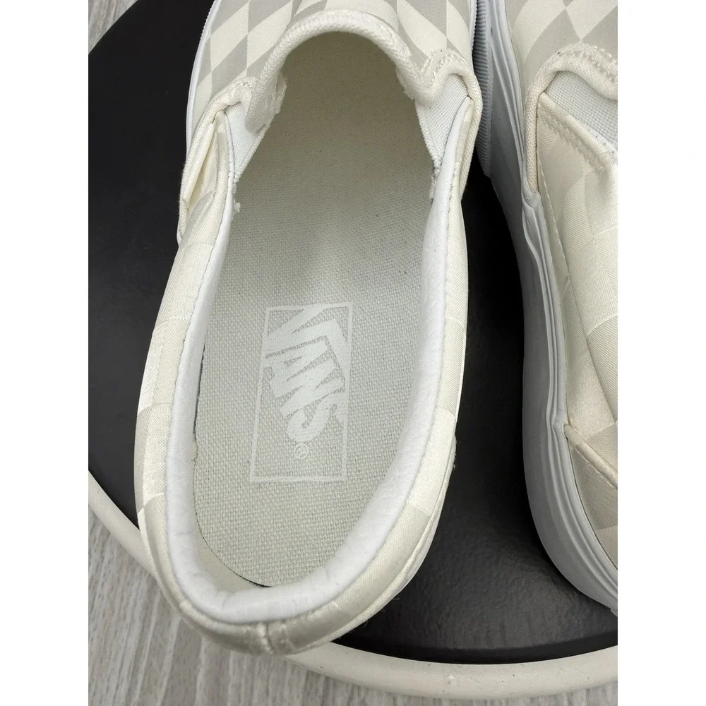 Vans Classic Slip On Stackform Checkerboard Women 6.5 White Ivory Platform Shoes